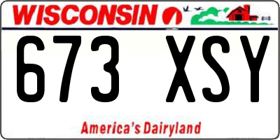 WI license plate 673XSY