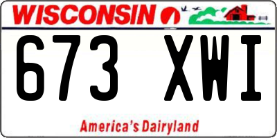 WI license plate 673XWI