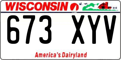 WI license plate 673XYV
