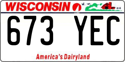 WI license plate 673YEC