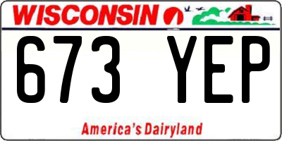 WI license plate 673YEP