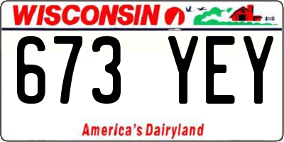 WI license plate 673YEY