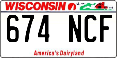 WI license plate 674NCF