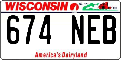 WI license plate 674NEB