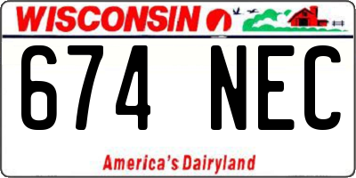 WI license plate 674NEC