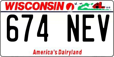 WI license plate 674NEV