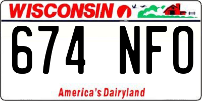 WI license plate 674NFO