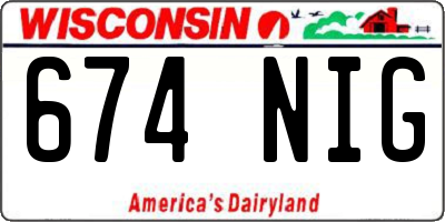 WI license plate 674NIG