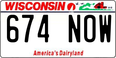 WI license plate 674NOW