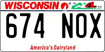 WI license plate 674NOX