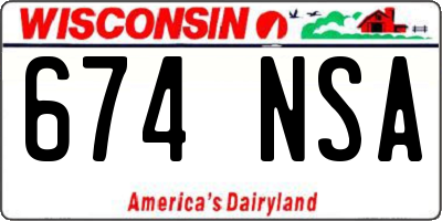 WI license plate 674NSA