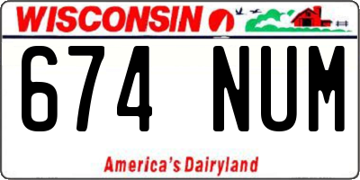 WI license plate 674NUM