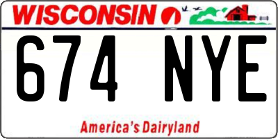 WI license plate 674NYE