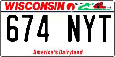 WI license plate 674NYT