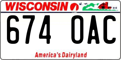 WI license plate 674OAC