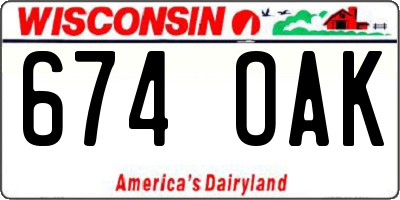 WI license plate 674OAK