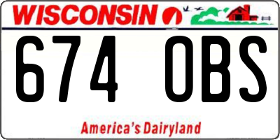 WI license plate 674OBS