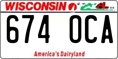 WI license plate 674OCA