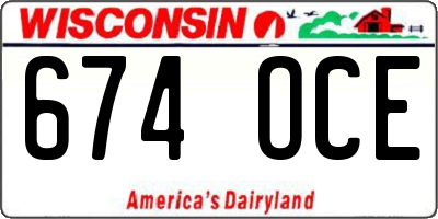 WI license plate 674OCE