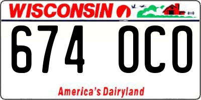 WI license plate 674OCO