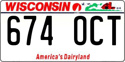 WI license plate 674OCT
