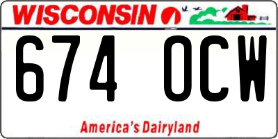 WI license plate 674OCW