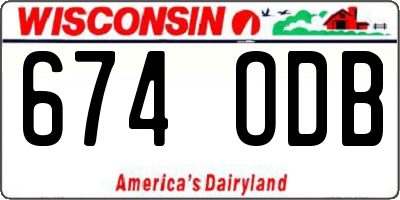 WI license plate 674ODB