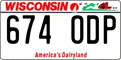 WI license plate 674ODP