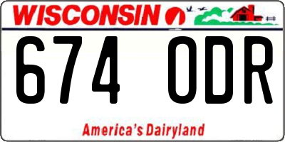 WI license plate 674ODR