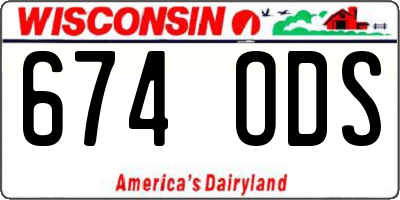 WI license plate 674ODS