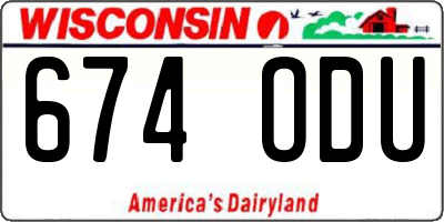 WI license plate 674ODU