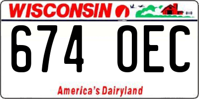 WI license plate 674OEC