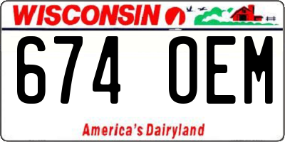 WI license plate 674OEM