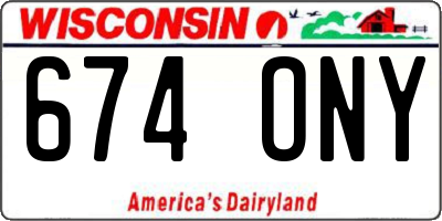 WI license plate 674ONY