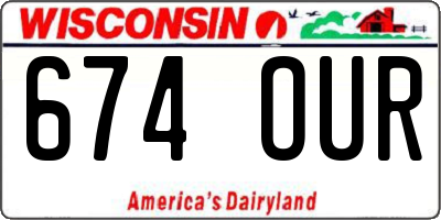 WI license plate 674OUR
