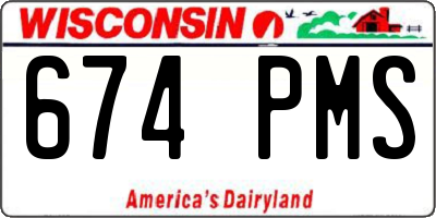 WI license plate 674PMS