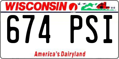 WI license plate 674PSI