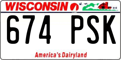 WI license plate 674PSK