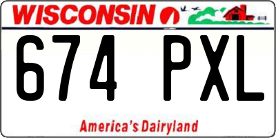 WI license plate 674PXL