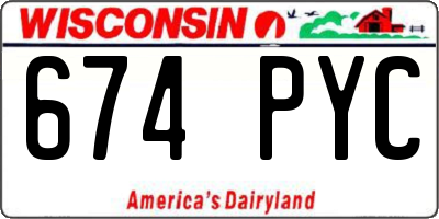 WI license plate 674PYC