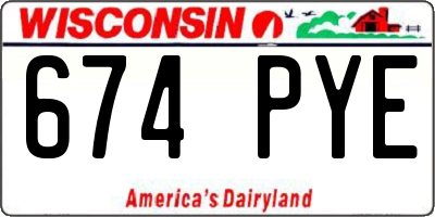 WI license plate 674PYE