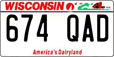 WI license plate 674QAD