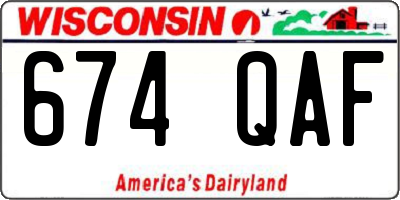 WI license plate 674QAF