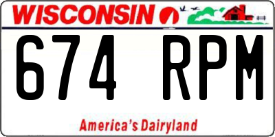 WI license plate 674RPM
