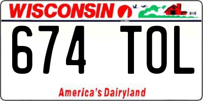 WI license plate 674TOL