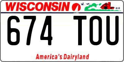 WI license plate 674TOU