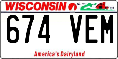 WI license plate 674VEM