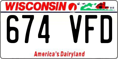 WI license plate 674VFD