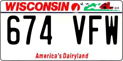 WI license plate 674VFW