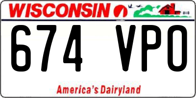 WI license plate 674VPO